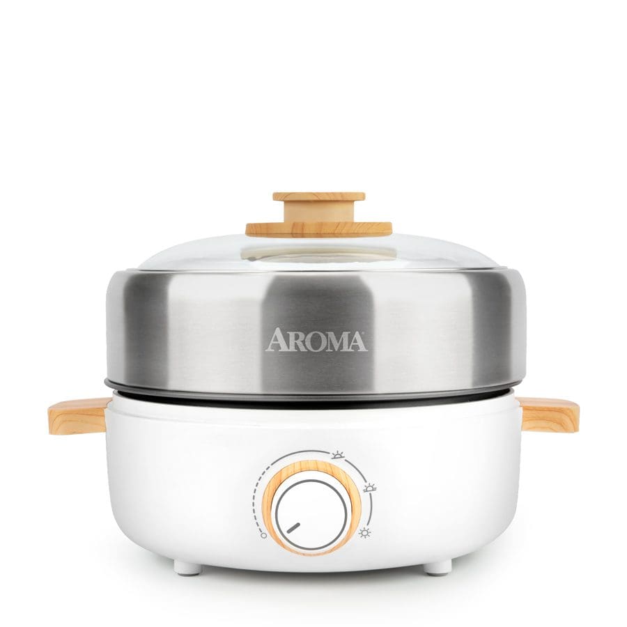 Aroma Stainless Steel Hot Pot, Silver (ASP-600), 5 quart