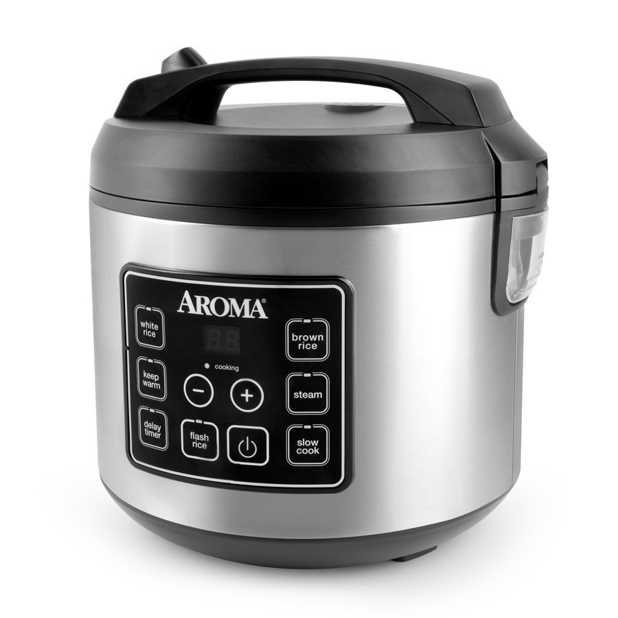 AROMA Professional Digital Rice Cooker, Multicooker, 4-Cup (Uncooked) /  8-Cup (Cooked), Steamer, Slow Cooker, Grain Cooker, 2Qt, Stainless Steel