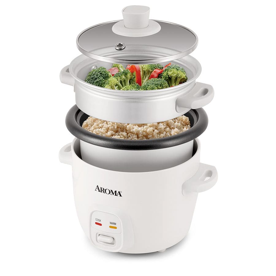 Aroma Housewares 4-Cup Cooked 1qt. Rice & Grain Cooker with Automatic Warm Mode, Steamer, One-Touch Operation, White ARC-302-1NG,2 Cup Uncooked