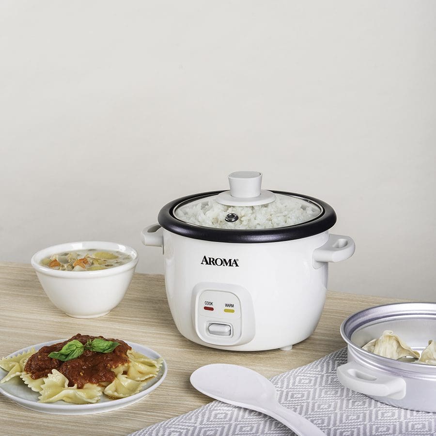 Aroma Housewares 4-Cup Cooked 1qt. Rice & Grain Cooker with Automatic Warm Mode, Steamer, One-Touch Operation, White ARC-302-1NG,2 Cup Uncooked