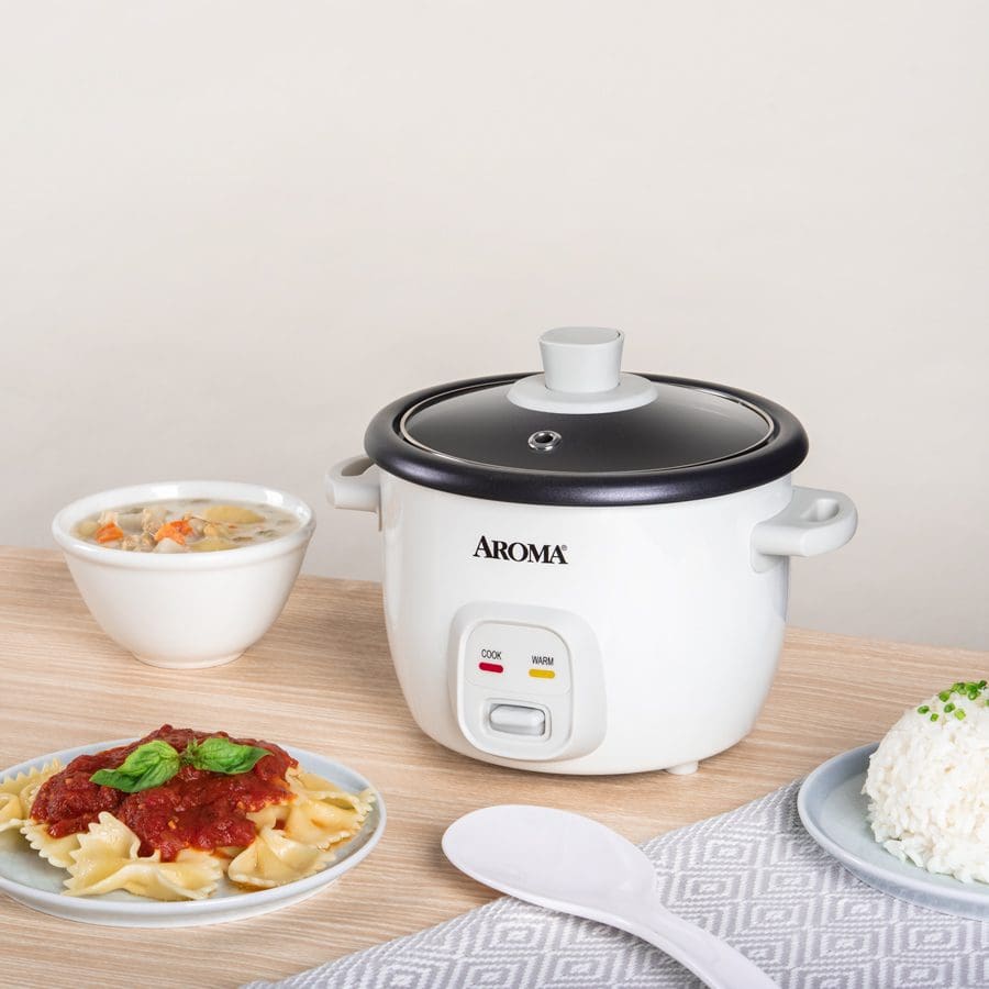 Aroma 6-Cup Rice Cooker with Stainless Steel Inner Pot, 6 Cup