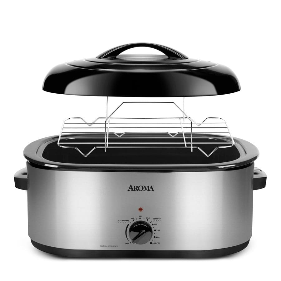 Oster - Not only does this large capacity roaster fit a 26-pound turkey,  but it also does the basting for you with self-basting lid. The Oster 22 QT  Roaster Oven makes holiday