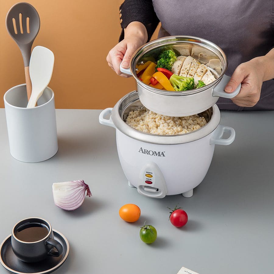 Aroma® 6-Cup (Cooked) Select Stainless® Rice & Grain Cooker 