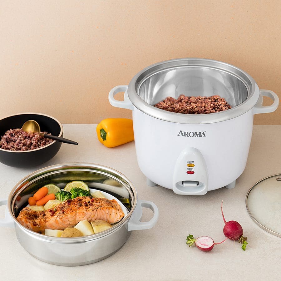 AROMA® 14-Cup (Cooked) / 3Qt. Select Stainless® Rice & Grain Cooker, White,  New, ARC-757-1SG 