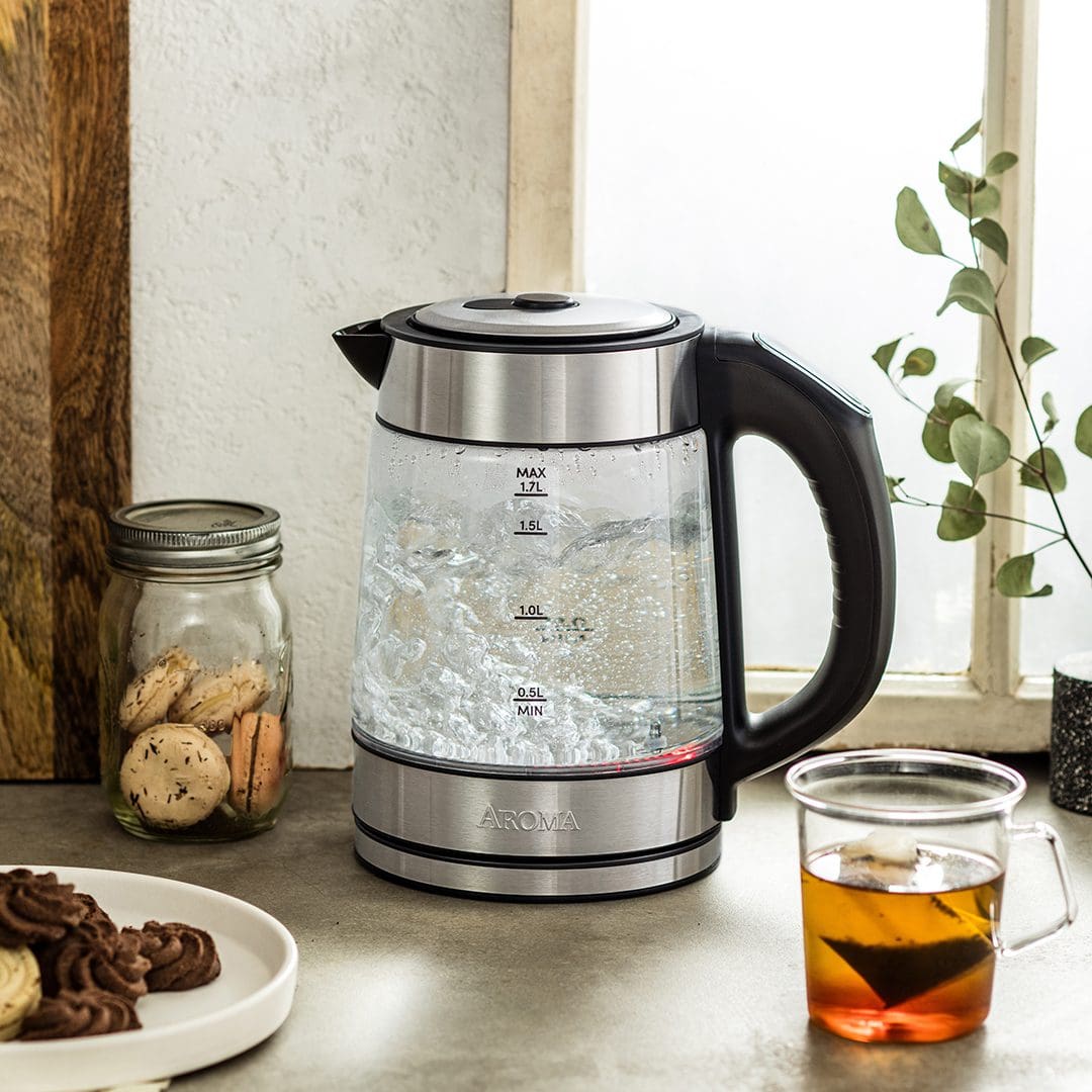 1.7-Liter Electric Glass Kettle with Color Changing LED Indicators