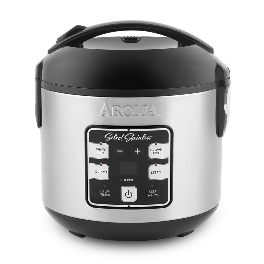 Aroma Housewares Select Stainless Digital Rice Grain Multicooker, Rice Cooker 4 Cup Uncooked, ARC-914SBDS