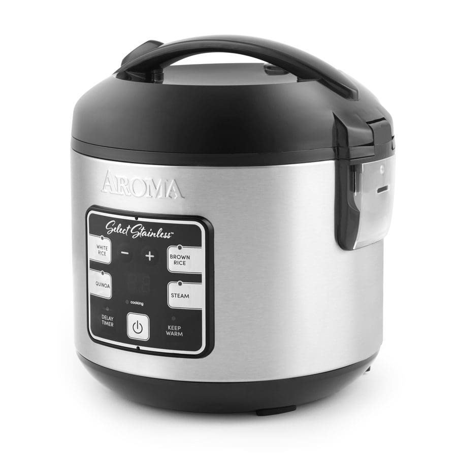 Aroma Housewares Select Stainless Digital Rice Grain Multicooker, Rice Cooker 4 Cup Uncooked, ARC-914SBDS