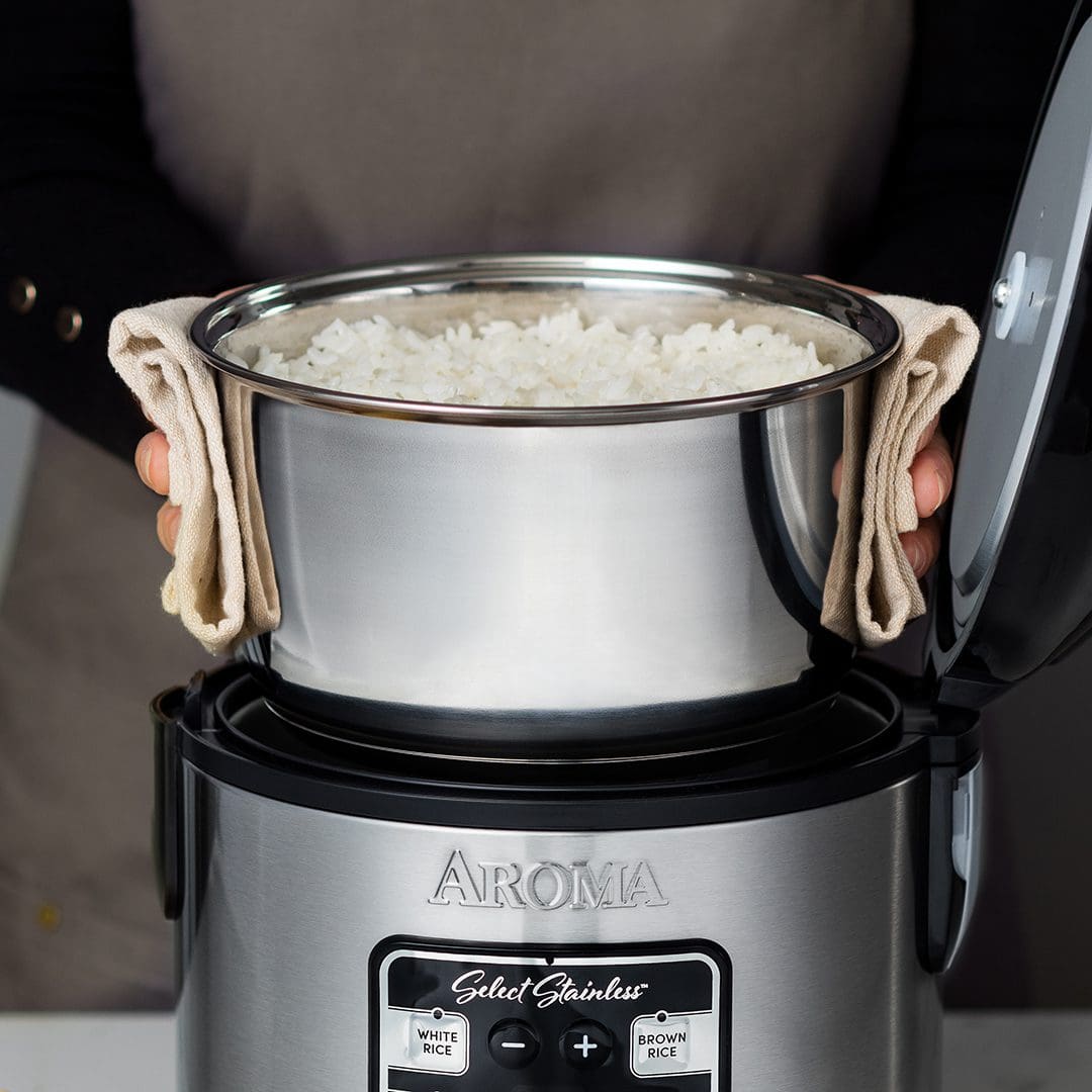 Aroma Housewares Select Stainless Digital Rice Grain Multicooker, Rice Cooker 4 Cup Uncooked, ARC-914SBDS