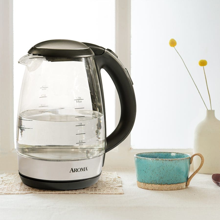 Aroma Glass Electric Kettle 1.2L/5 Cup Instant Tea Coffee BOIL WATER IN 1  MINUTE