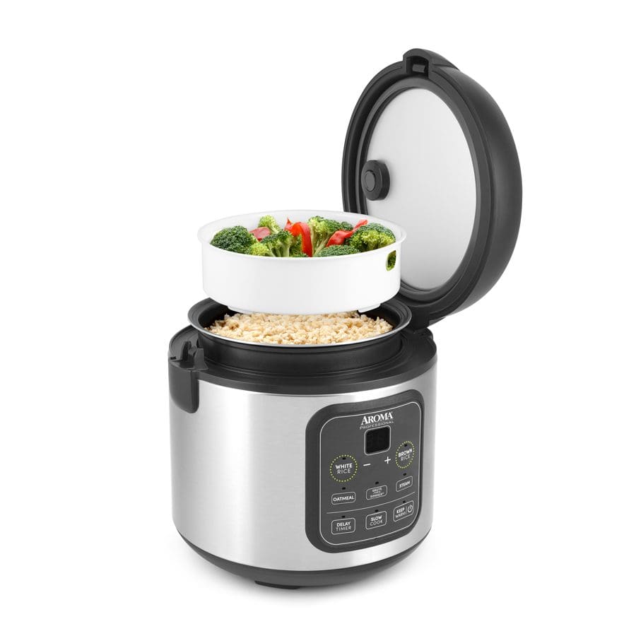 Aroma Housewares Professional 8-Cup Cooked 2qt Digital Rice Grain Multicooker ARc-994Sg, Gray