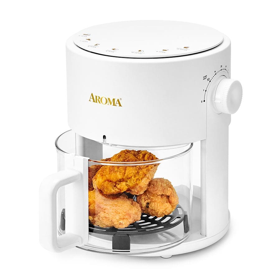 Aroma Glass Air Fryer and Countertop Convection Oven with Powerful 360Crispy Technology (3 quart)