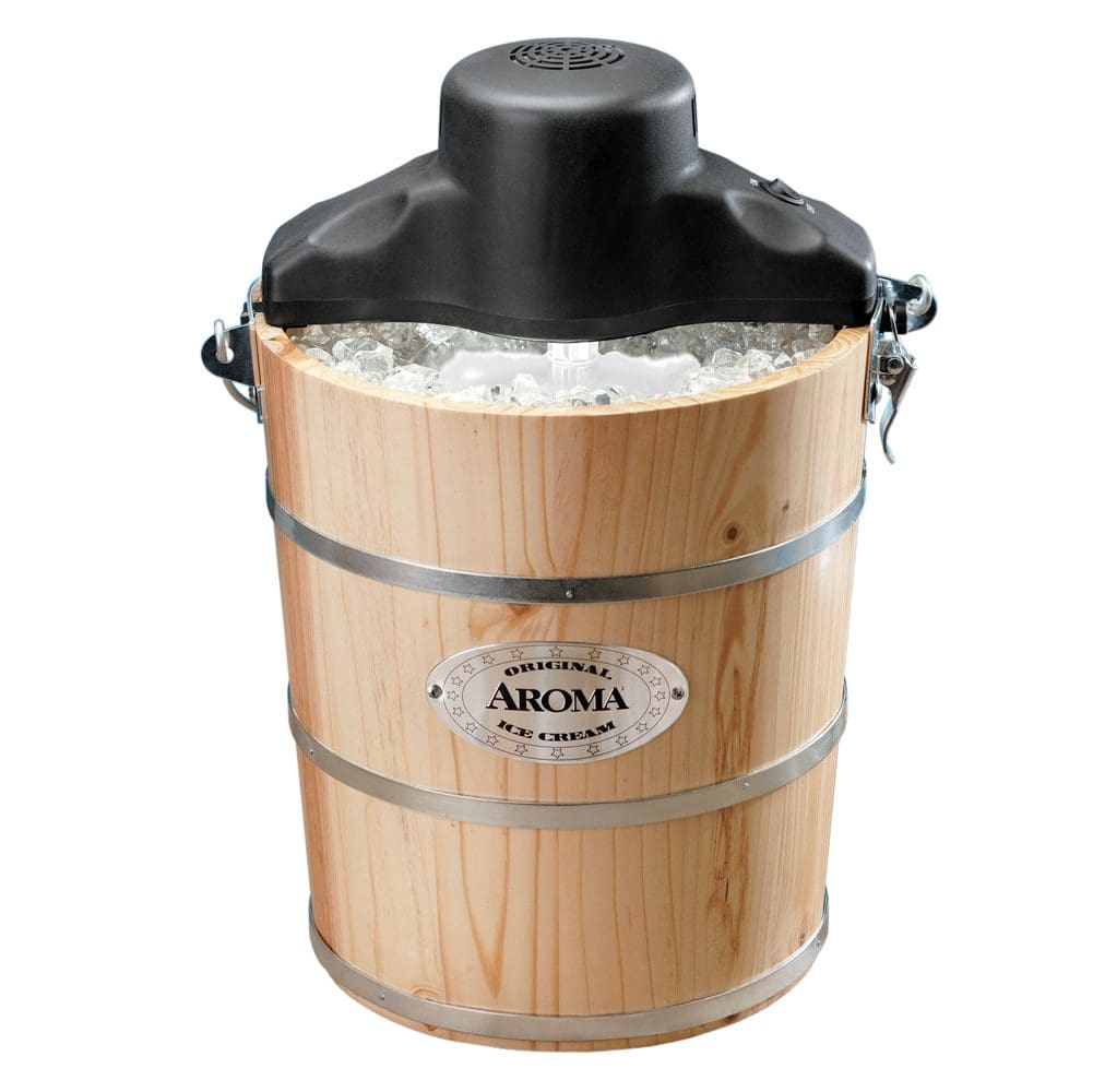 4 Qt. Electric Motorized Old-Fashioned Bucket Ice Cream Maker & Hand Crank