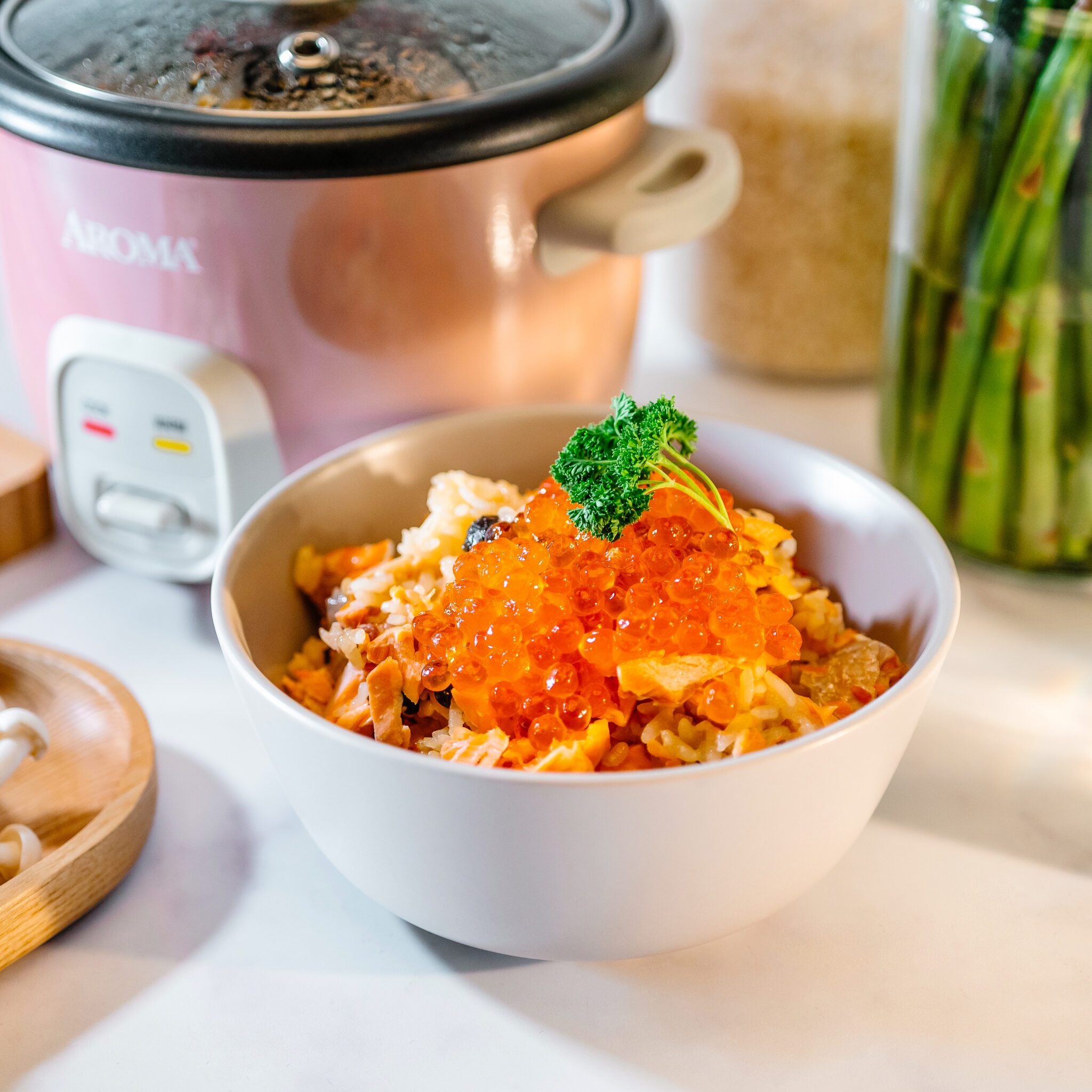 One Pot Salmon Rice Recipe for Aroma 4-Cup Rice Cooker