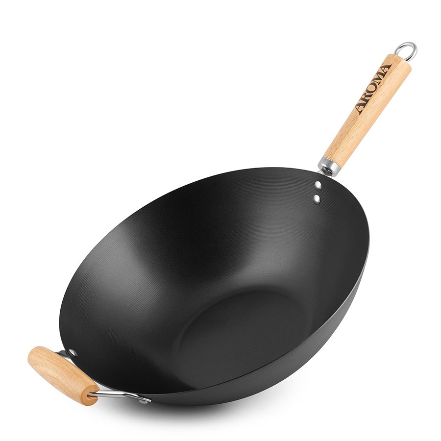 Tasty Carbon Steel Non-Stick Stir Fry Pan/Wok, 14 inch, Blue 