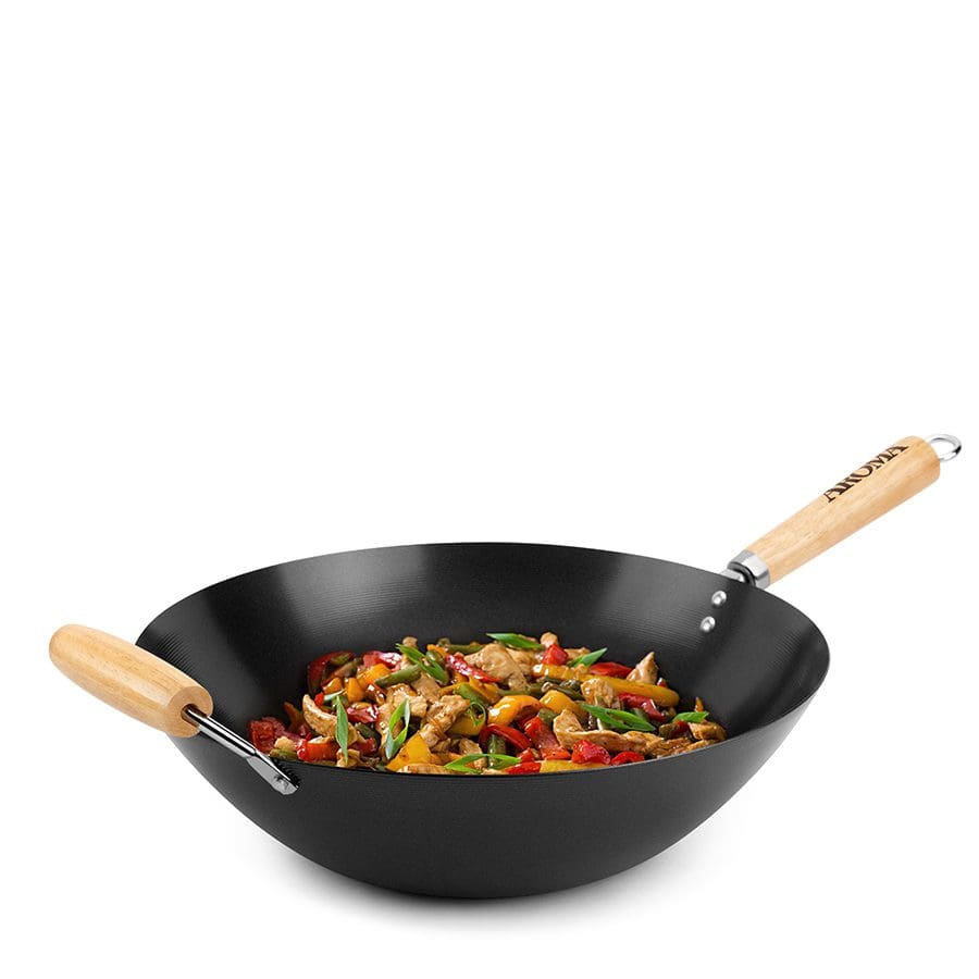 Tasty Carbon Steel Non-Stick Stir Fry Pan/Wok, 14 inch, Blue 