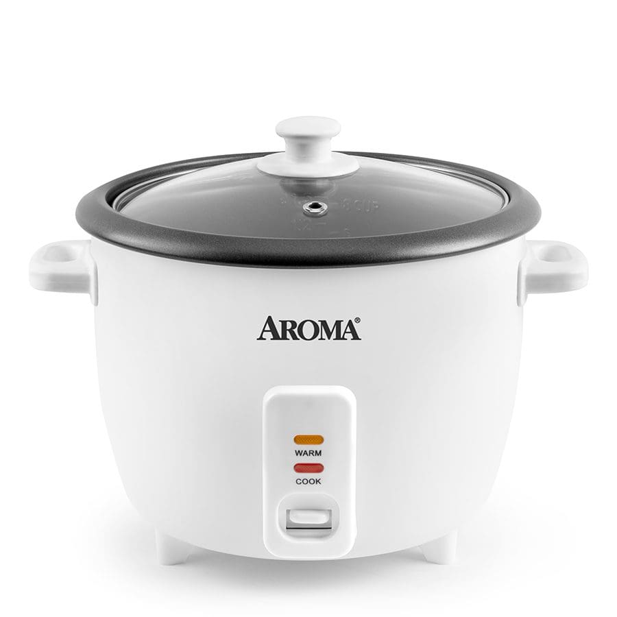 AROMA NutriWare Digital Pot Style 7-Cup Rice Cooker with Glass Lid and Non-Stick Pot, White